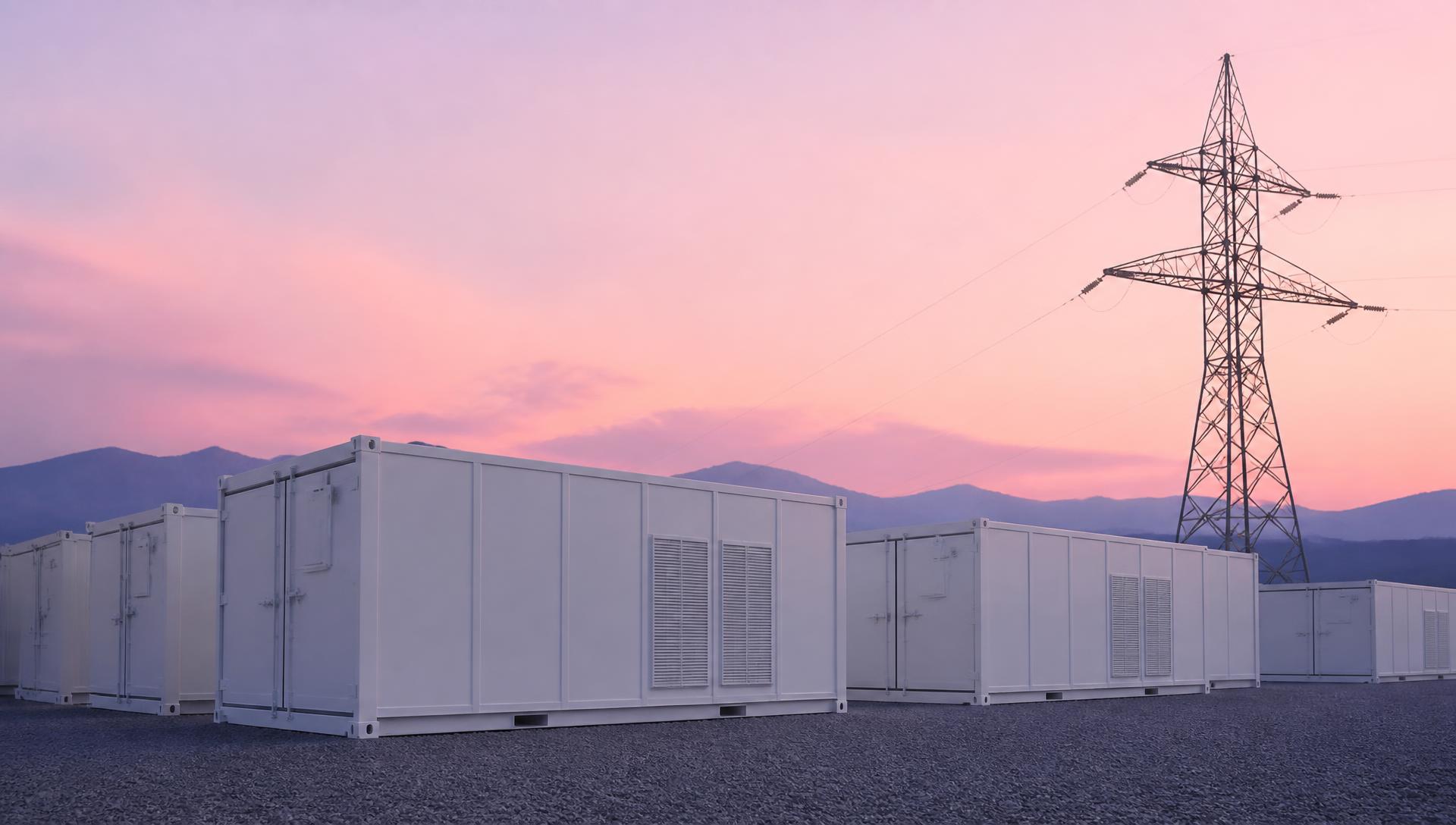 Battery energy storage containers beside a substation